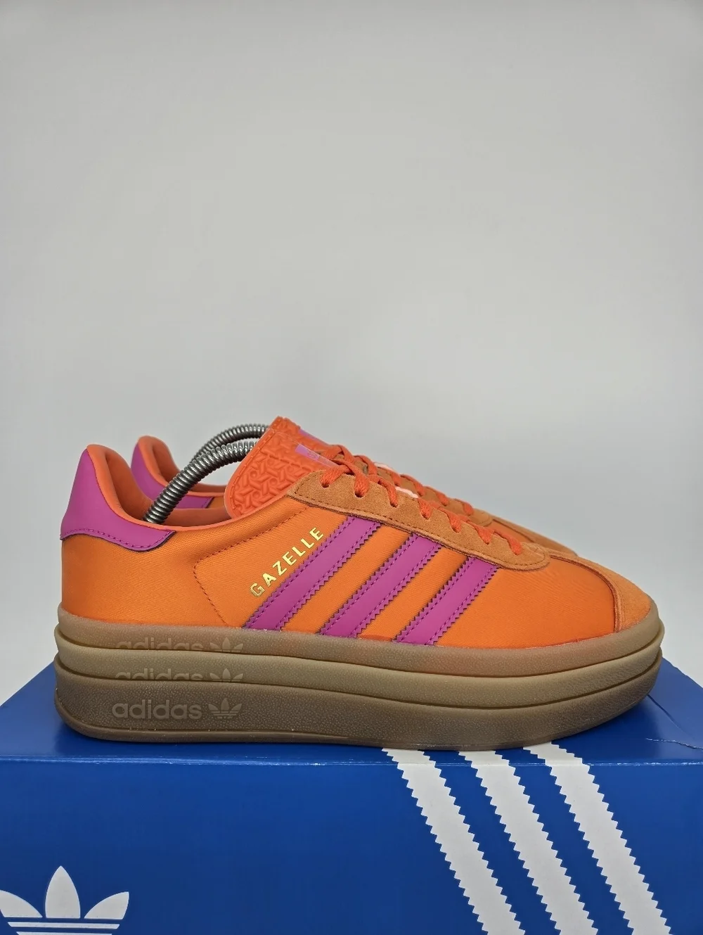 adidas Women's Gazelle Bold JI2703 Orange Semi Lucid Fuchsia Shoes Size 7 New